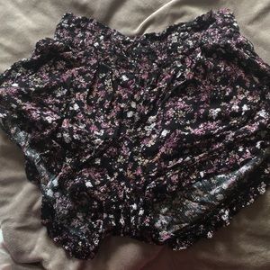flowy floral shorts